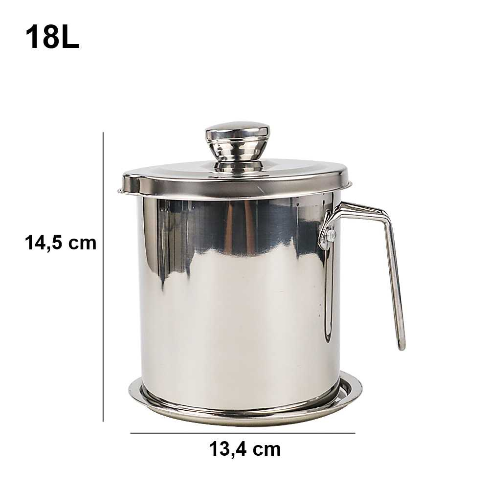 Panci Saringan Tempat Minyak Goreng Bekas 1,8L Stainless Steel Wadah Jelantah Jumbo Besar Perlengkapan Dapur