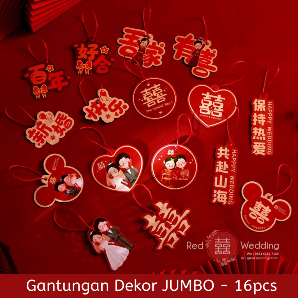 [JUMBO] Gantungan Tag Wedding Dekor Hiasan Pohon Pajangan Lucu Sangjit Shuang Xi Imlek