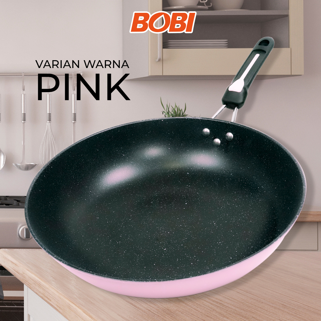 Teflon Panci Penggorengan 31 cm // Wajan Penggorengan Anti lengket Wok Pan // Teflon Praktis Bobi - Warna Random