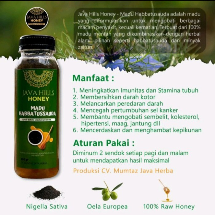 

JAVAHILLS HONEY MADU HERBAL HABBATUSAUDAH MURNI 330GR UNTUK IMUNITAS