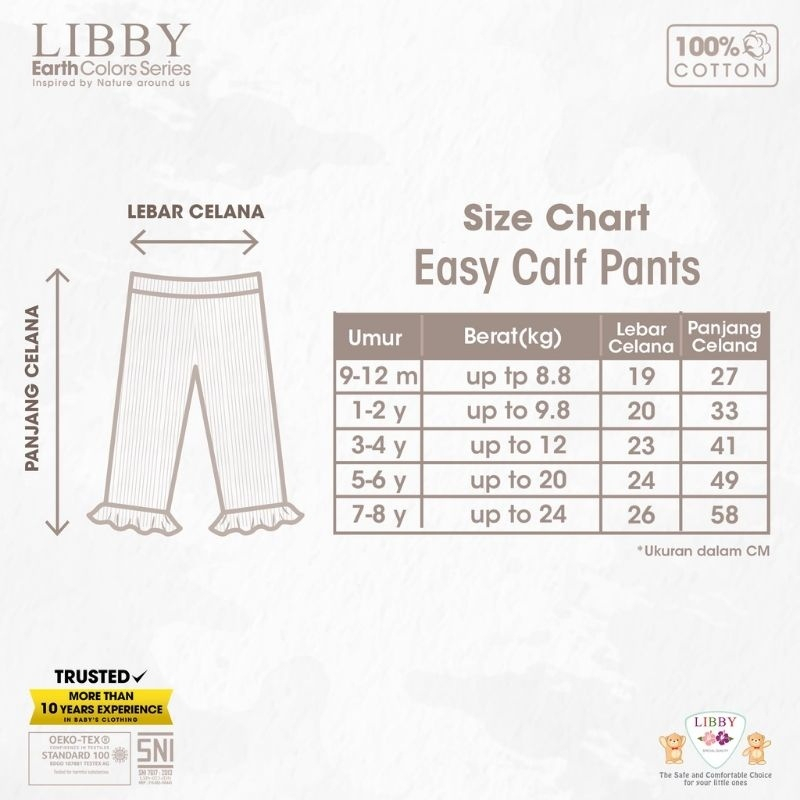 LIBBY EARTH COLOURS EASY CALF PANTS CELANA 7/8 (1PCS/PACK)