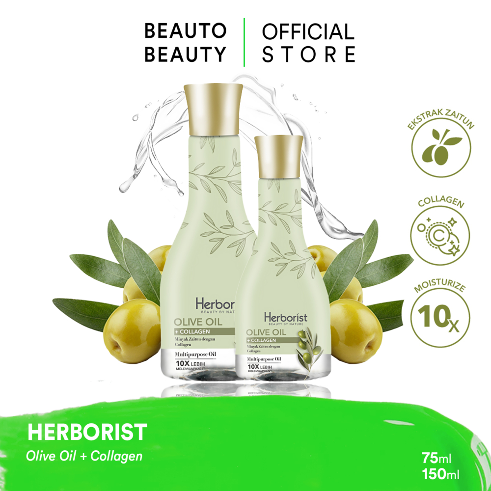 HERBORIST Olive Oil + Collagen / Indonesia 75ml 150ml / Minyak Zaitun Dengan Collagen / Multipurpose