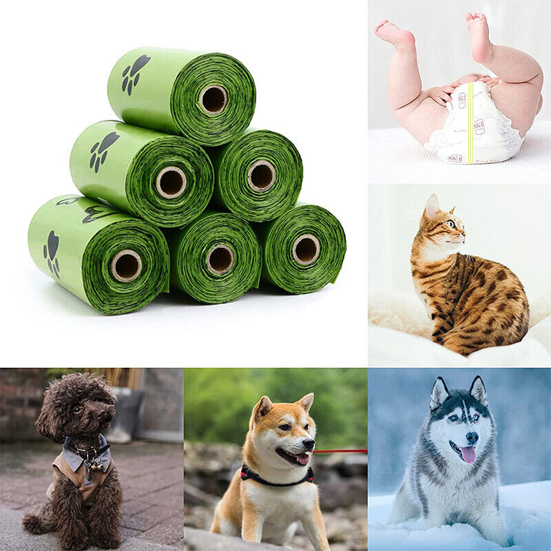 Kantong Plastik Kotoran Anjing Biodegradable Motif Paw 16 Roll - LT15P - Green
