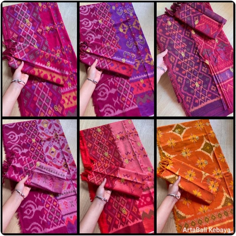 Kamen Endek tenun tabur emas + slendang