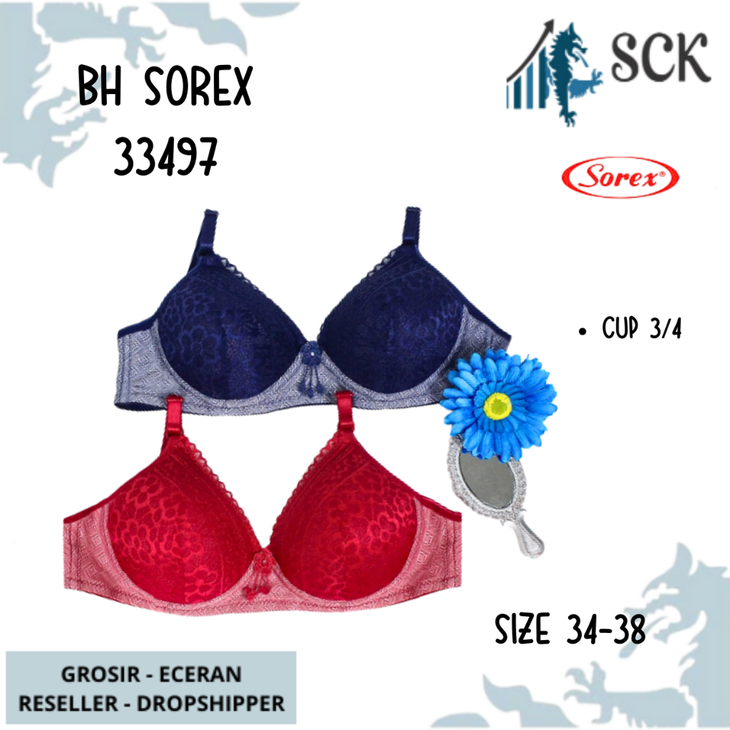 BH SOREX 33497 Tanpa Kawat Busa Tipis Polos CUP A-B / Pakaian Dalam Wanita