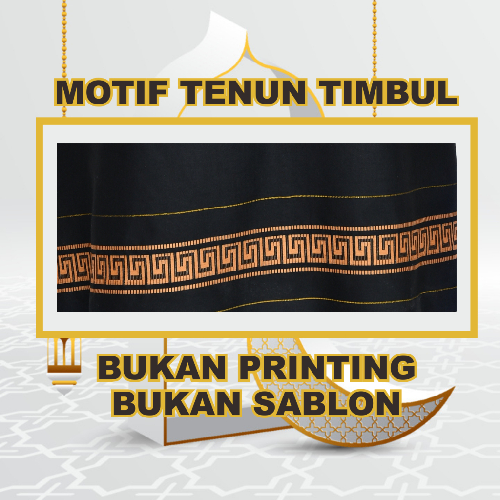 Sarung Tenun Dewasa Motif Polos HItam Dobby Timbul Gold