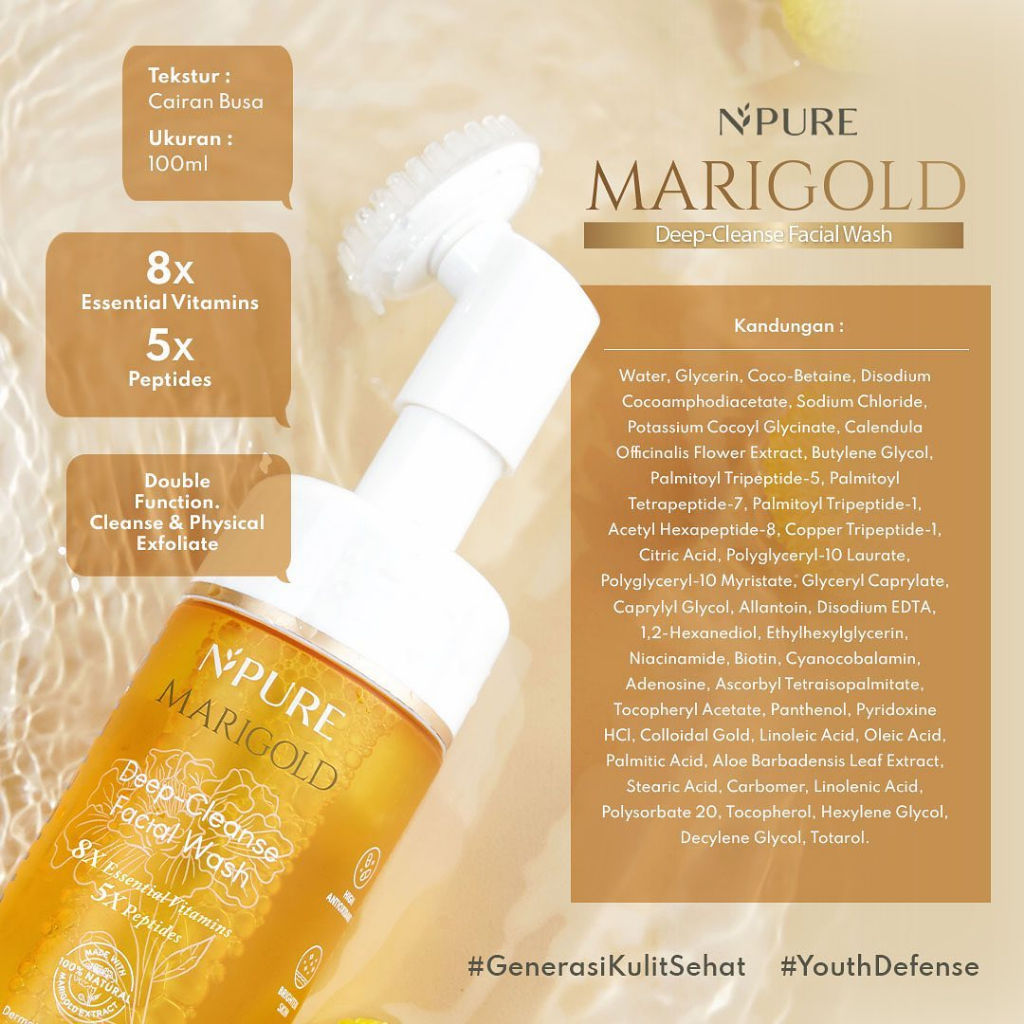 NPURE Face Foam/Wash Marigold Series (Anti Aging Facial Wash) 100 ml - Skincare Pembersih Wajah BPOM