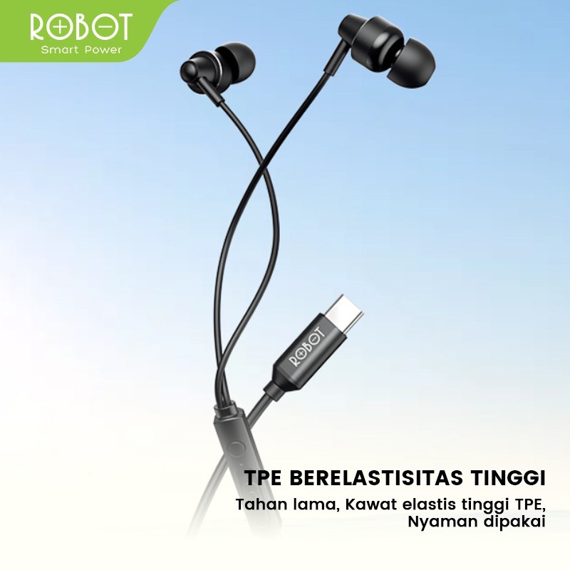 Earphone Type C Extra Bass Hight Sound Quality Headset Type C Original By Robot (R240S)