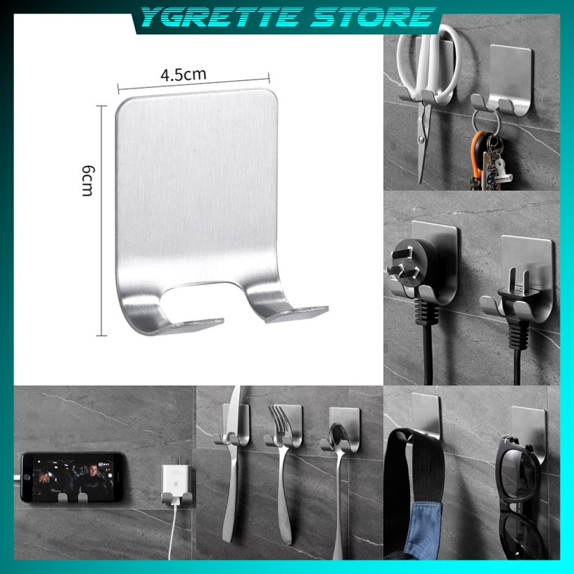 YGRETTE - GANTUNGAN STAINLESS STEEL KAPSTOK SERBAGUNA Gantungan Dinding Pisau Cukur Razor Hanger Stainless Steel GUNTING PERKAKAS KABEL COLOKAN HOLDER HP SERBAGUNA MULTIFUNGSI