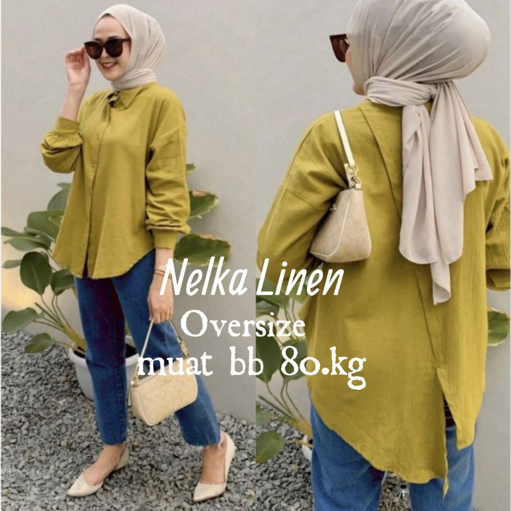 NELKA Shirt - Kemeja Oversize Linen Wanita - Kemeja Linen - Oversized Shirt Linen