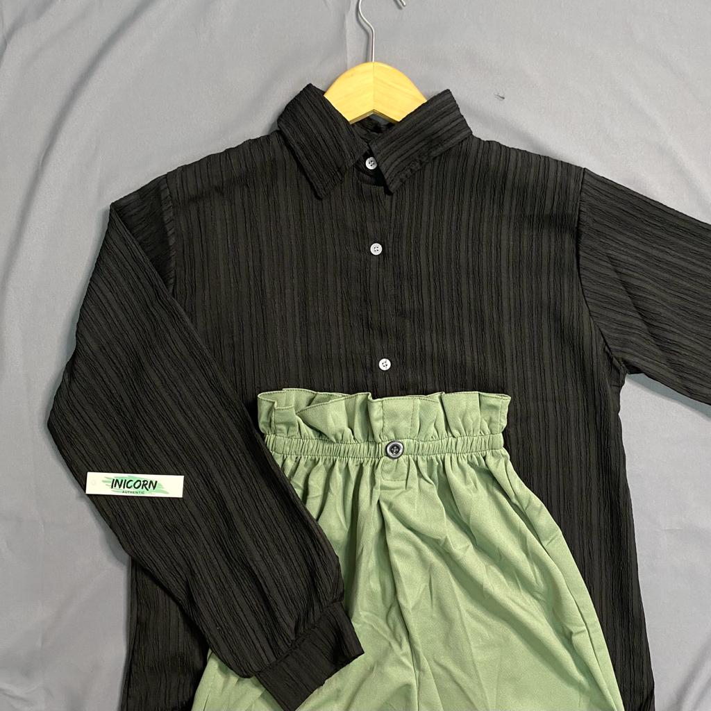 BEFAST - ZEC SETELAN WANITA AUDI / ONE SET KEMEJA AVERA + DOBBY PANT / Setelan Wanita Terbaru / Pakaian Casual Remaja ABG / Outfit Daily Wanita Kerja Casual / Fashion Kekinian Wanita Remaja / Set Atasan Kem Lengan Panjang+Celana Panjang / Terlaris