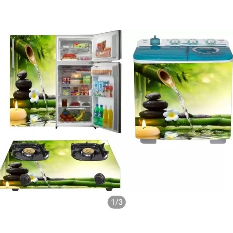 Stiker lengkap kulkas pintu 1 + kompor + mesin cuci