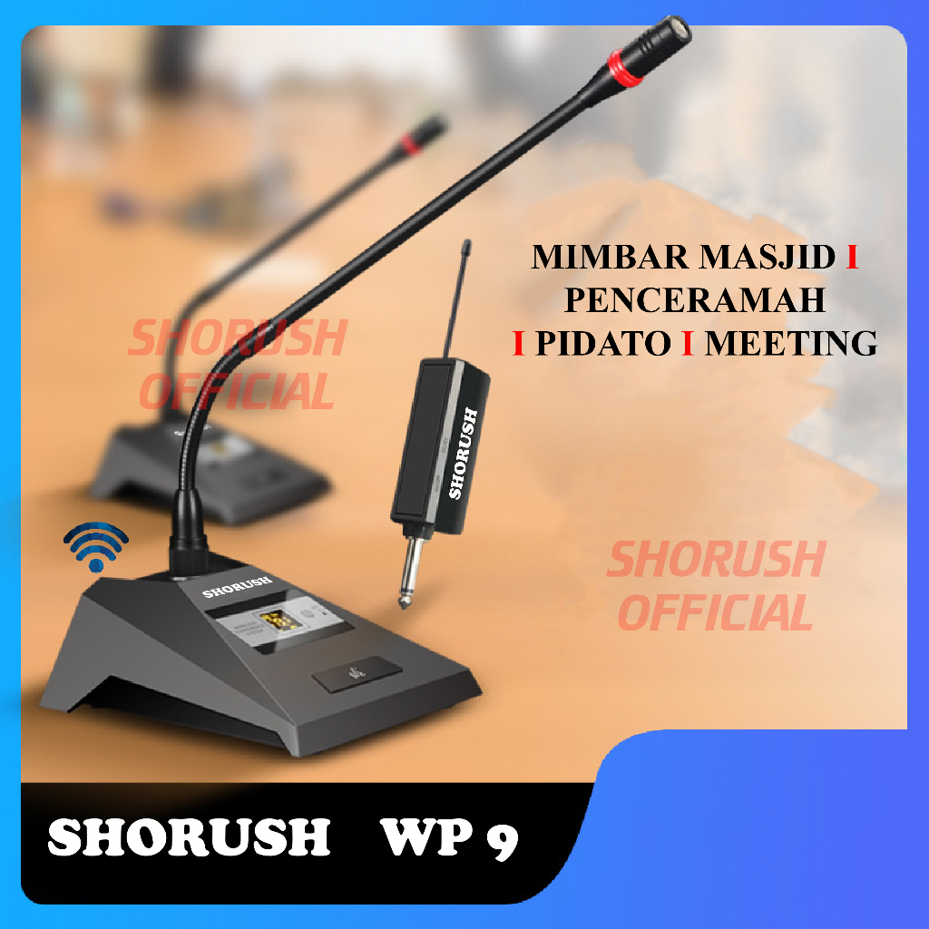 Shorush WP 9 Microphone Podium Wireless Mic Meja Conference untuk Imam Mimbar Masjid Pidato Penceramah Meeting