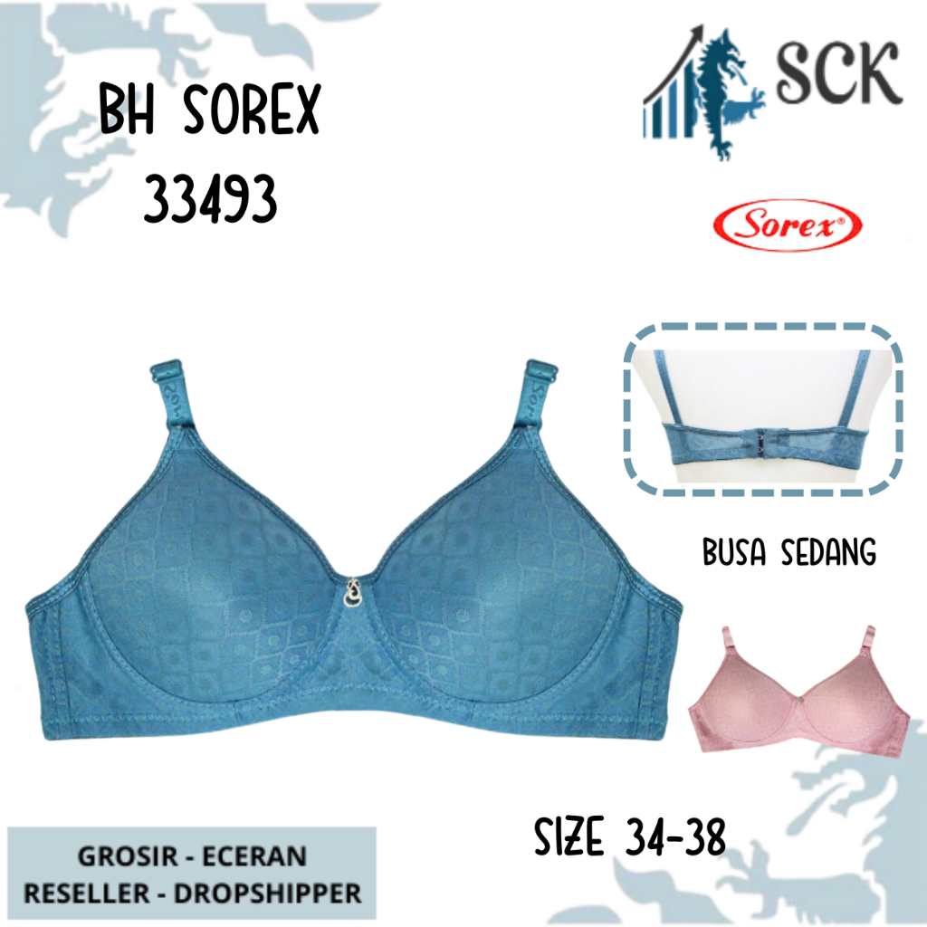 BH SOREX 33493 Tanpa Kawat Busa Tipis Polos CUP A-B / Pakaian Dalam Wanita