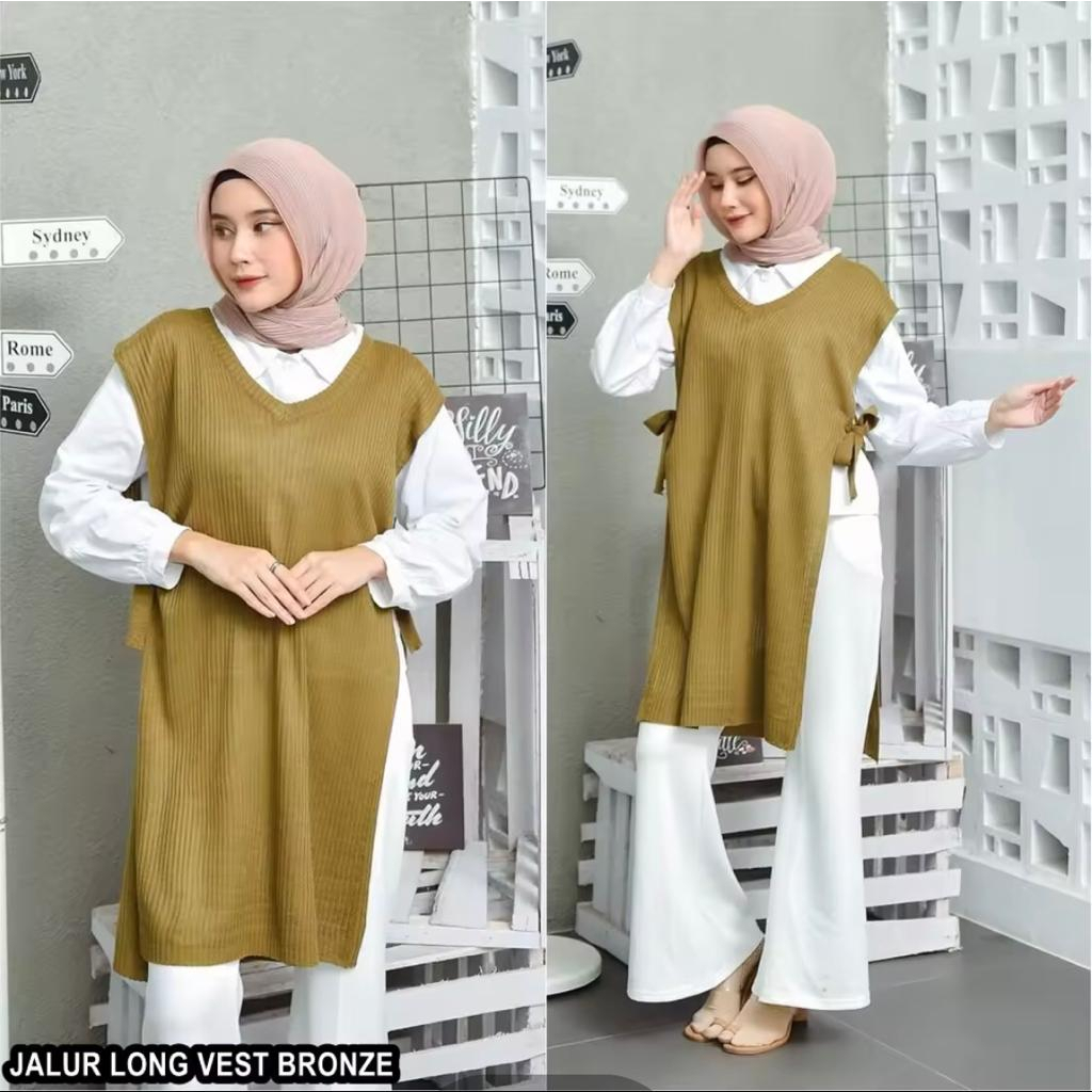 NEW ARRIVAL LONG VEST TUNIK RAJUT |TUNIK TALI / ROMPI TALI MODEL TUNIK / VEST WANITA KOREAN STYLE