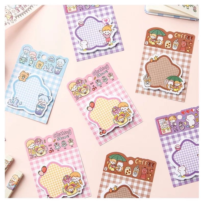

MEMO PAD STICKY NOTE GINGHAM KAWAII 30 LEMBAR RT145