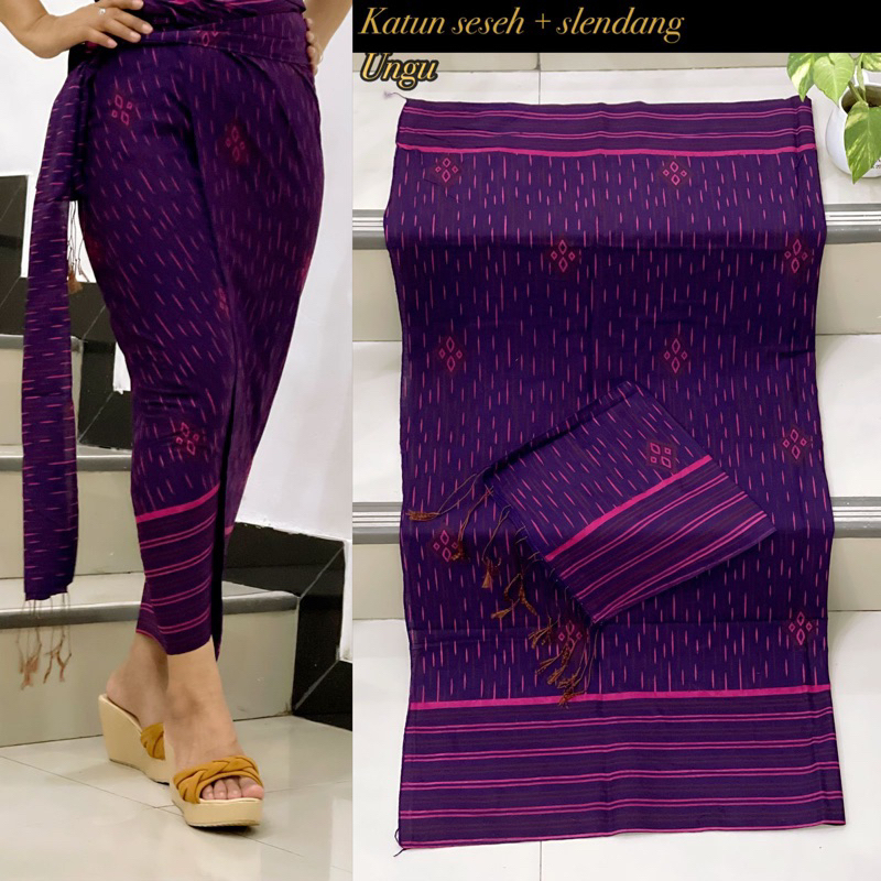 Kamen katun seseh set selendang + kamen seseh selendang | kamen endek seseh