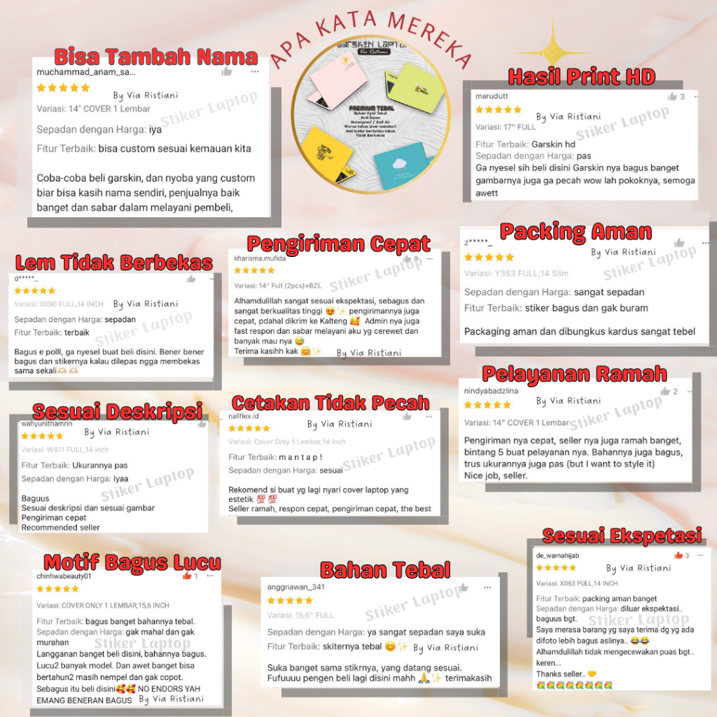 Garskin Laptop Anti Gores ScrapBook Sticker Vintage  Premium Full set 10 12 13 14 15 inch  Acer Lenovo Asus Macbook Dell