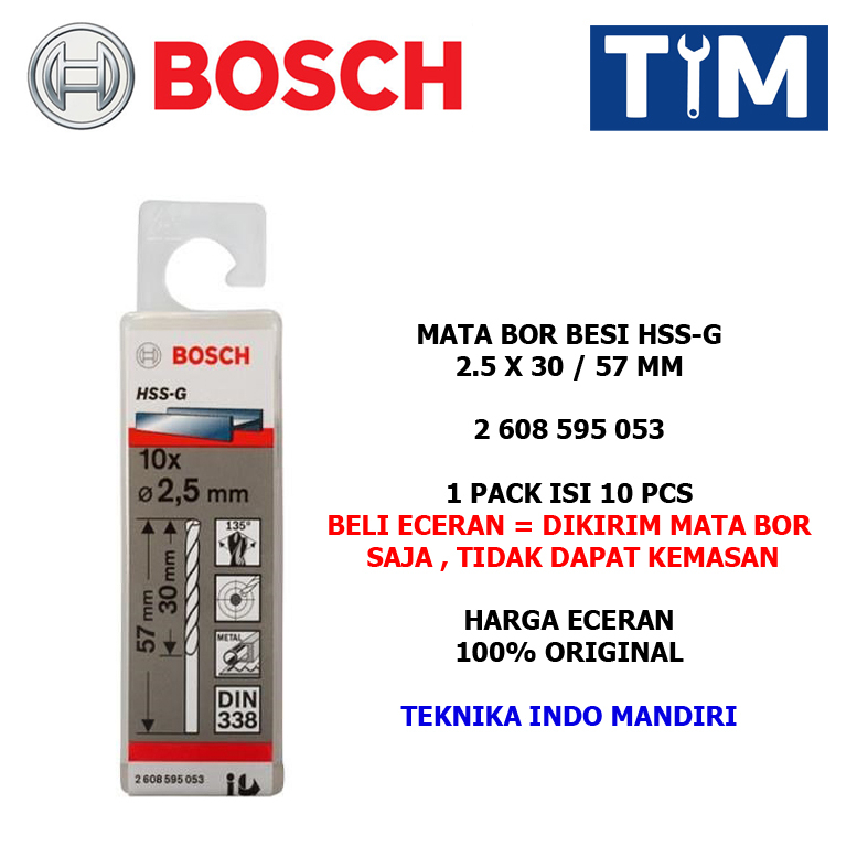 BOSCH Mata Bor Besi 2.5 MM HSS-G / Metal Drill Bit 2.5 x 30 / 57 MM