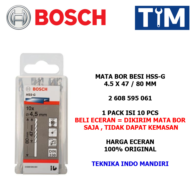 BOSCH Mata Bor Besi 4.5 MM HSS-G / Metal Drill Bit 4.5 x 47 / 80 MM