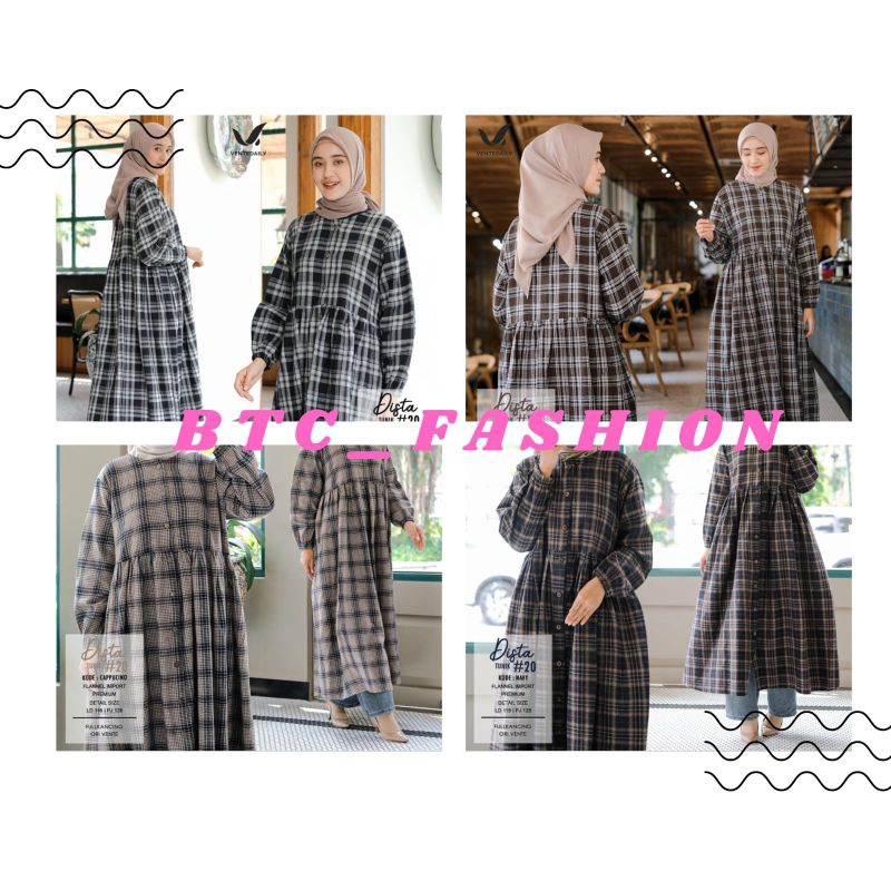 Vente Daily Dista Tunik Flanel Jumbo Motif Kotak-kotak // Atasan Wanita Jumbo LD 115 Busui Friendly 