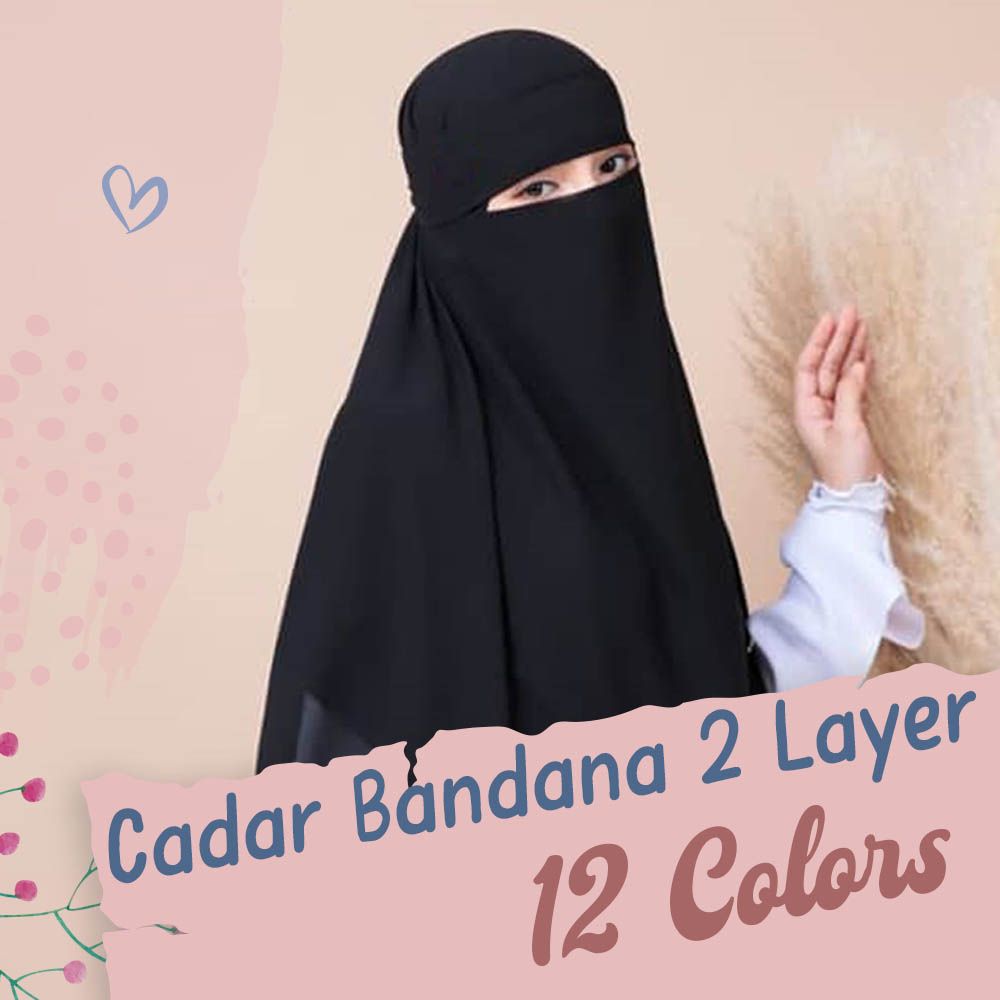 Cadar Bandana 2 Layer Niqob Niqab Nikab Cadar Bandana Purdah Tanpa Jahitan Bawah Mata