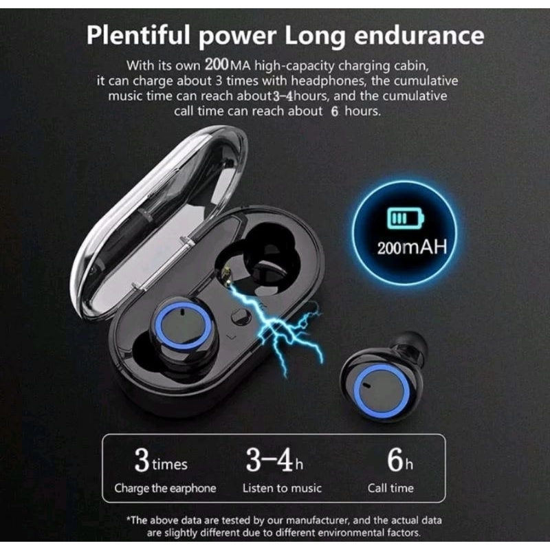 Headset Bluetooth Smartphone Y50 TWS Original - Wireless Earphone Earbuds