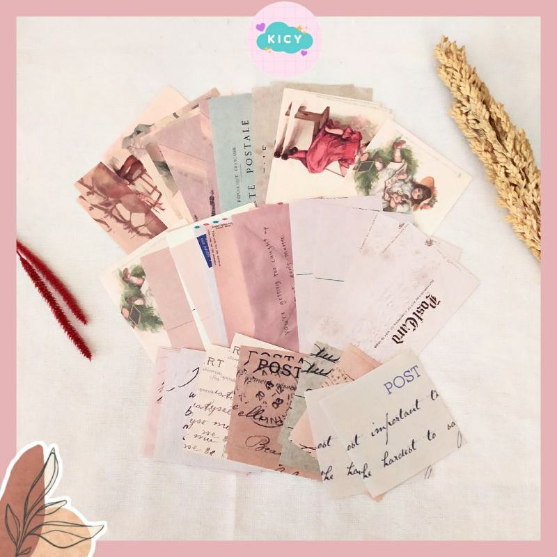 

[KICY] 5 Pcs Cottage Deco Paper Aesthetic Vintage Material Paper Kertas Motif Kertas Hias Notes Scrapbook Journal Bujo Planner DIY Craft Bullet Journal