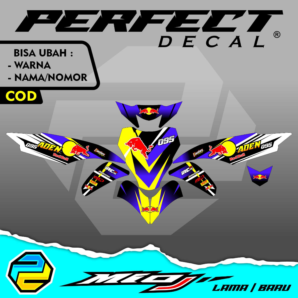 Decal Stiker Motor Yamaha Mio J OLD / NEW REDBULL Full Body Sticker Custom Variasi MIO J Lama / Baru