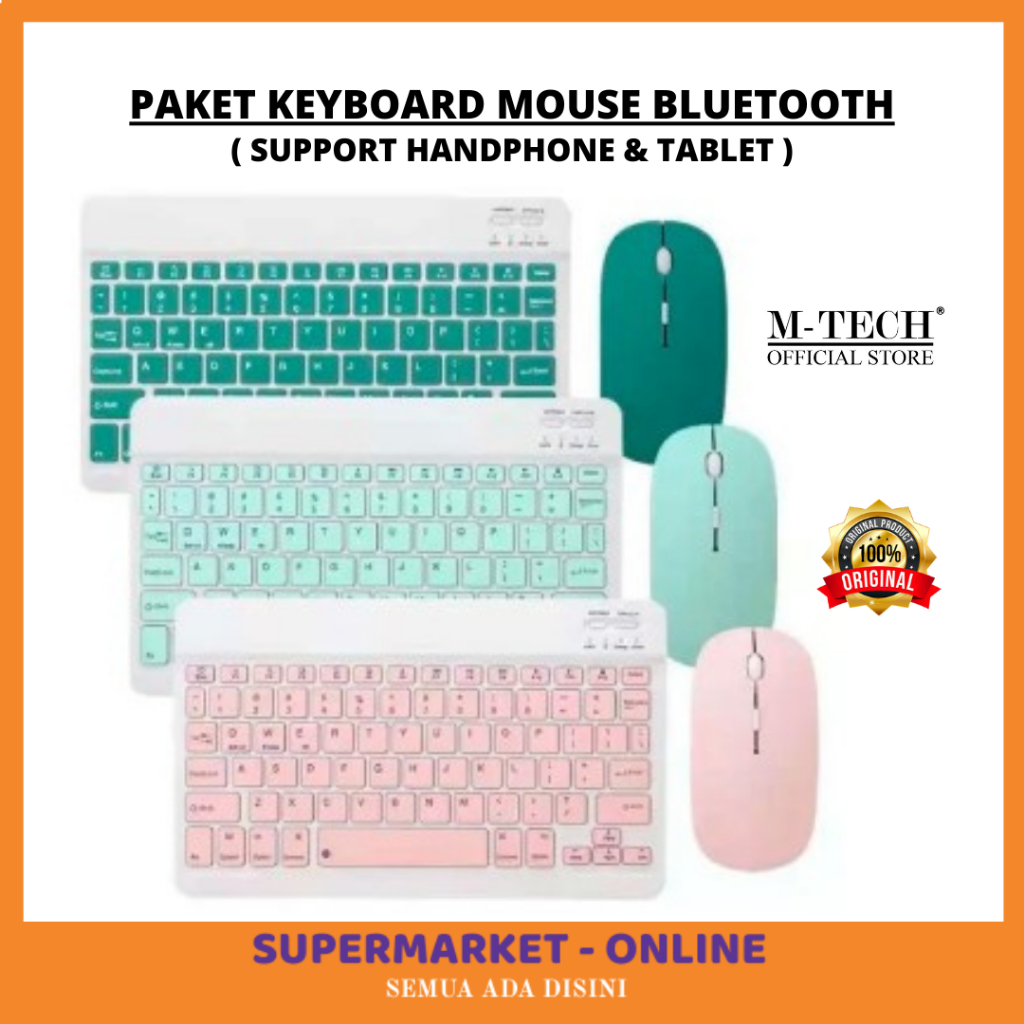 BEST SELLER PAKET KEYBOARD MOUSE WIRELESS BLUETOOTH BUAT HP HANDPHONE TABLET LAPTOP KOMPUTER MULTIFU