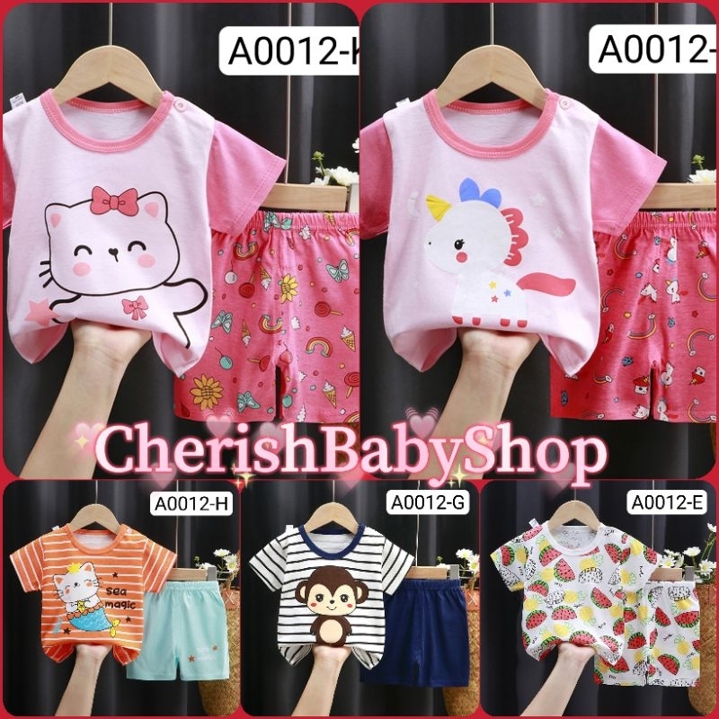 Setelan Baju Anak Perempuan Lengan Pendek / Setelan Bayi Perempuan Import