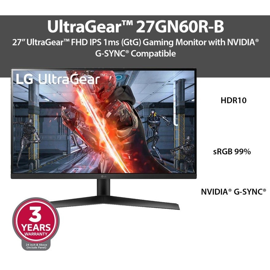 Monitor LED LG UltraGear™ 27GN60R-B 27&quot; FHD IPS 1ms Gaming Monitor