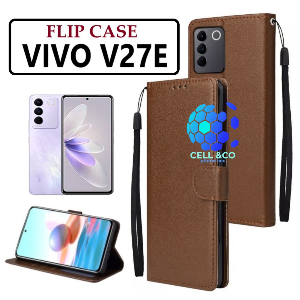 FLIP COVER VIVO V27E LEATHER WALLET PREMIUM FLIP CASE BUKA TUTUP KESING HP CASING FLIP CASE WALLET