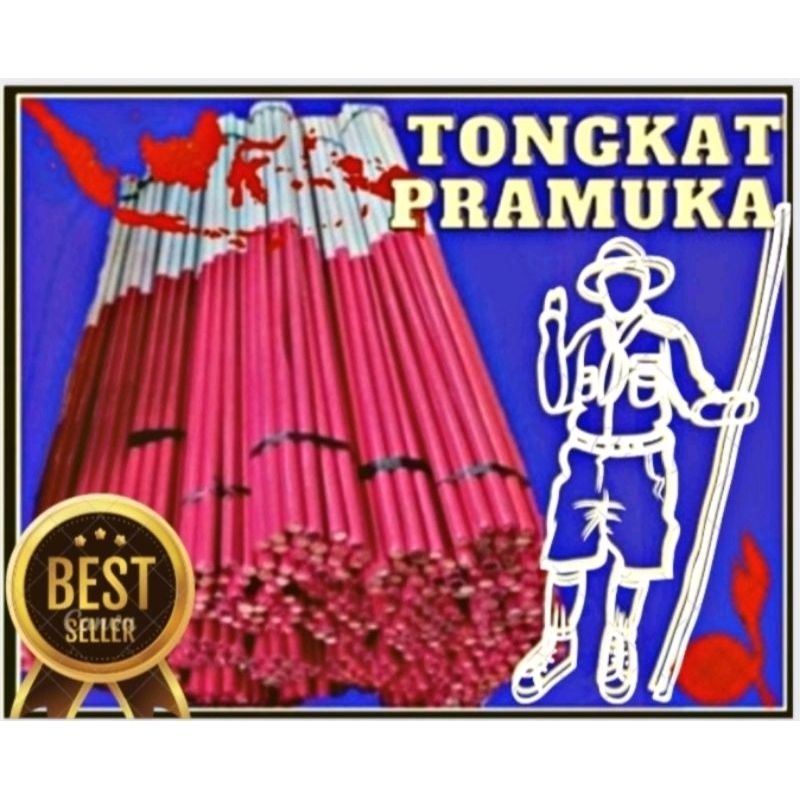 

Tongkat pramuka Toya pramuka diameter 3cm x 160cm merah putih & polos untuk SD,SMP,SMA