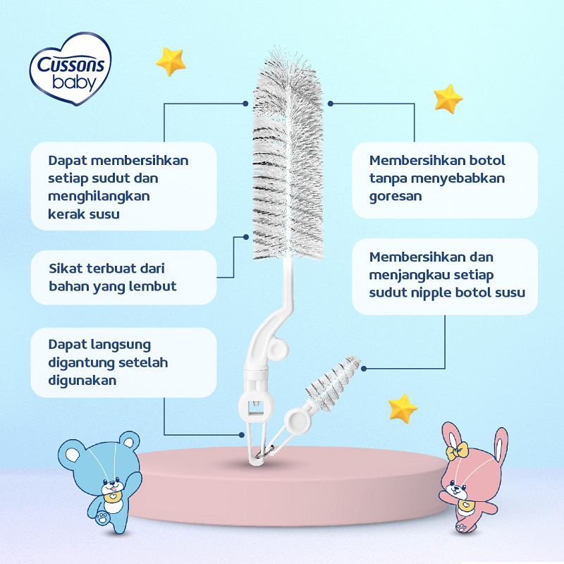 Cussons Baby Bottle &amp; Nipple Brush | Foldable Bottle Brush - Sikat Botol Bayi