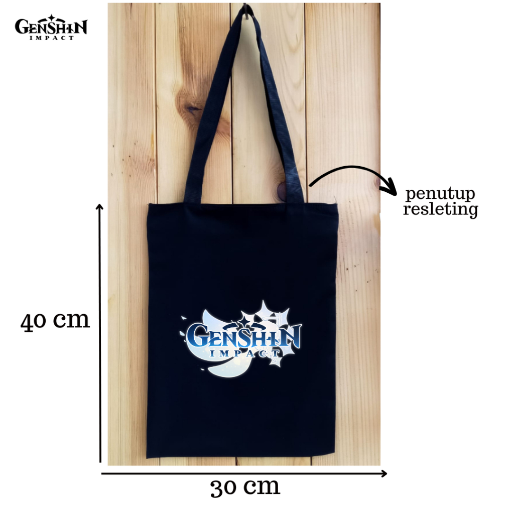 Totebag DTF Genshin Impact Resleting tas tote bag kuliah kampus bahan kain drill premium || Kiiyoomii ||