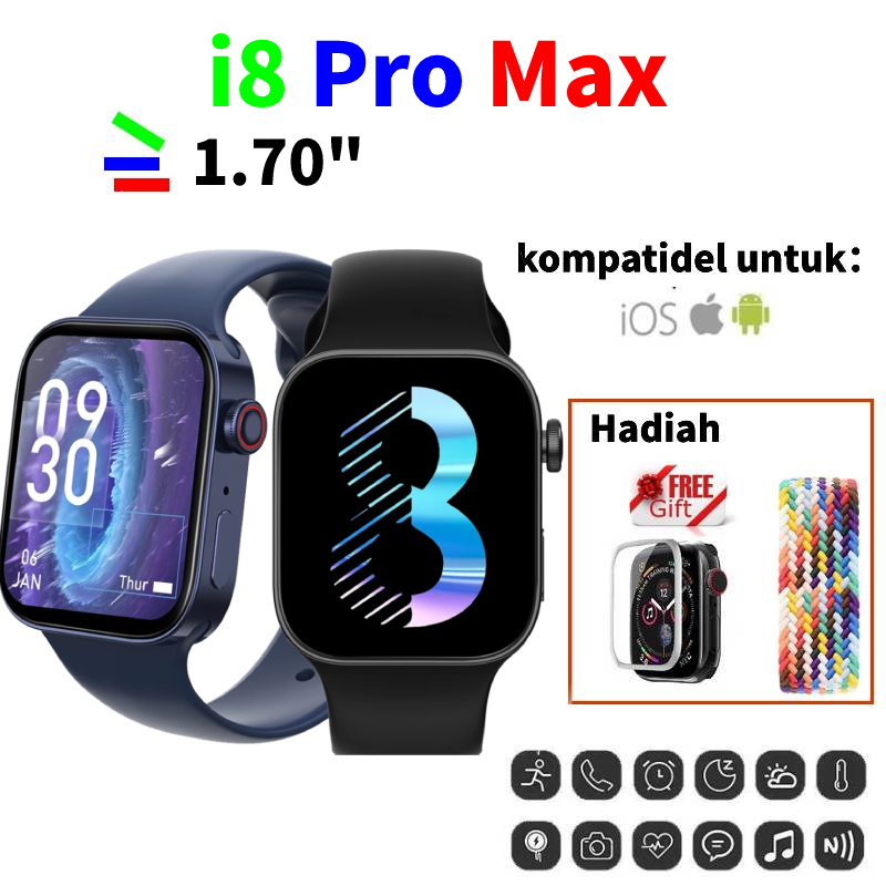 Smartwatch i8 Pro Max 1.75“ Series 8  Original ( ADA 10 GAME+KALKULATOR ) watch 8 pro max Bisa Telpo