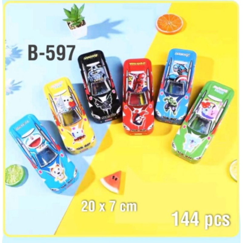 

Tempat pensil mobil karakter set alat tulis / Kaleng pensil mobil B597 + alat tulis
