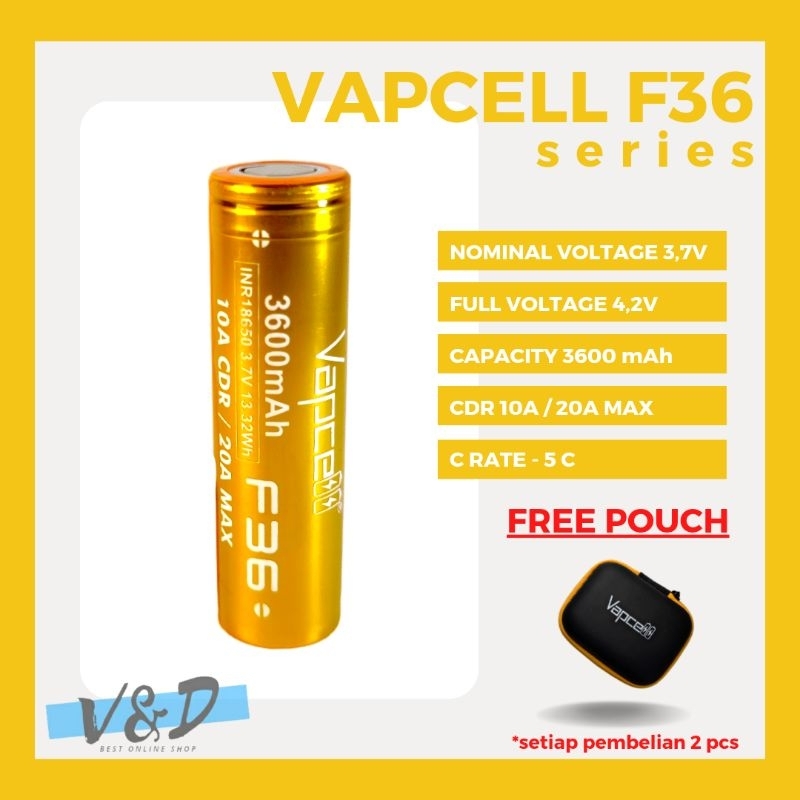 Baterai 18650 Vapcell F36/ Baterai 18650 3600 mah