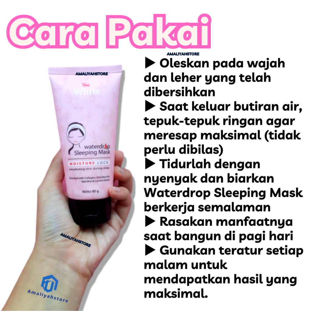 Viva Sleeping Mask Moisturizer Water Drop Masker Wajah Pemutih Untuk Pria Dan Wanita Anak Usia 8 Tahun Penghilang Kantung Mata Panda Pelembab Kulit Ampuh Original Bpom