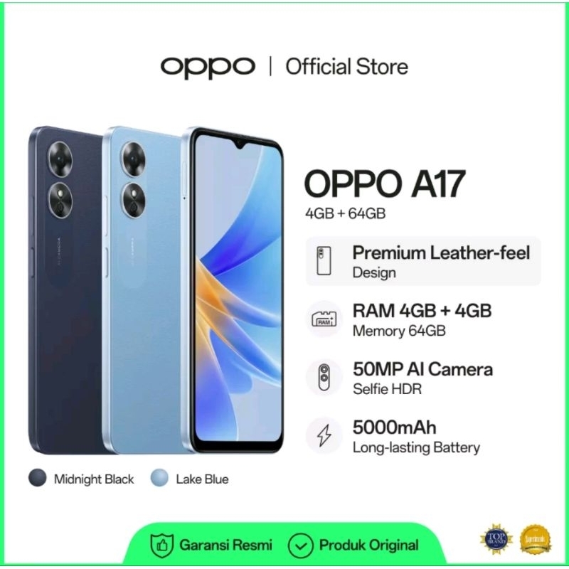 HP OPPO A17 RAM 4/64 GB GARANSI RESMI OPPO