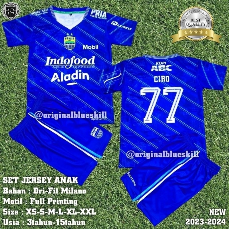 Jersey setelan persib anak terbaru 2023-2024 / jersey sepak bola anak / jersey olahraga anak