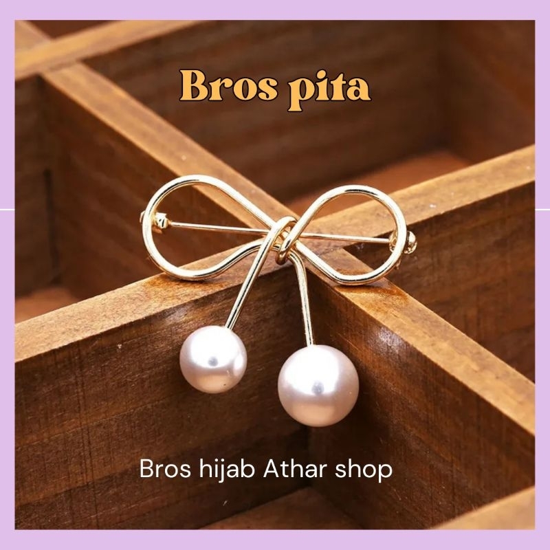 Bros geometri aksen mutiara korea elegan untuk wanita/bross pita/bros bulan/athar shop COD