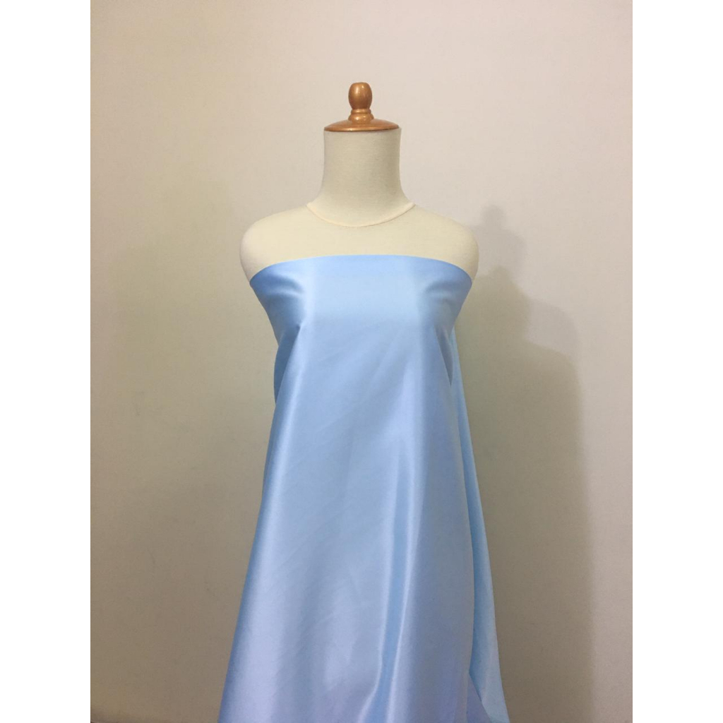 1/2 Meter Kain Satin Velvet Premium Bahan Furing Brukat Premium Warna Baby Blue Biru Muda