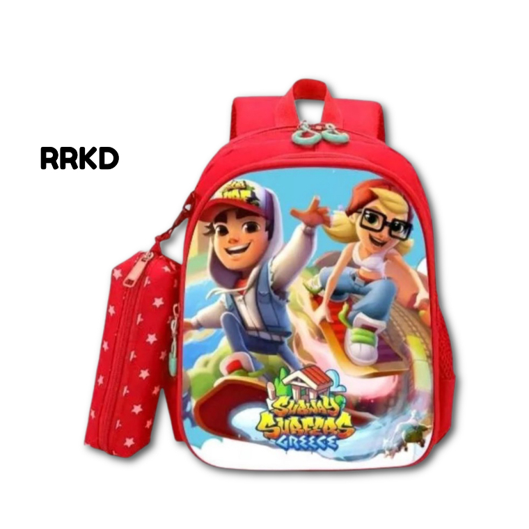 Tas sekolah perempuan anak laki laki SD TK PAUD karakter game subway surfers printing anti air