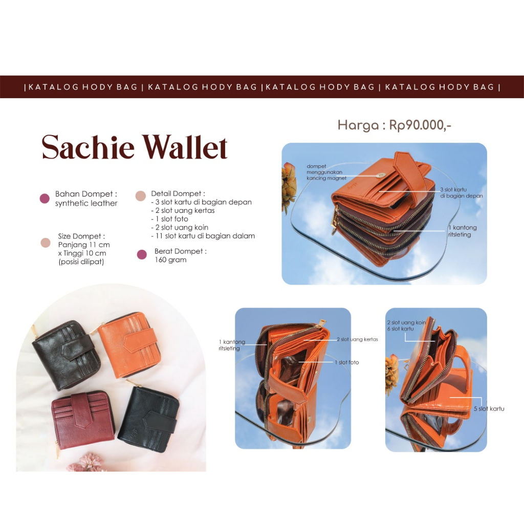 Dompet Wanita Kecil Hody Sachie Wallet Premium DARK BROWN Cokelat Coklat Tua