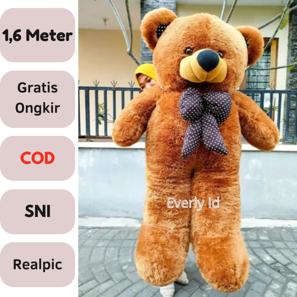 SNI ! Boneka Jumbo 1,3 Meter Beruang Teddy Bear 1 2 1.5 1,3 Meter m Pita Syal Jojon Tedy Ber Murah Termurah untuk kado ulang tahun anak pacar teman laki perempuan pria wanita cowok cewek gemes import pacar BESAR MINI KECIL everly.id everlyid gemoy lucu