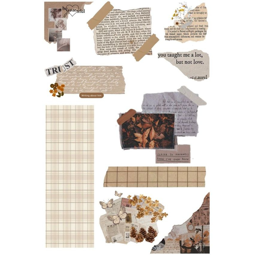 

sticker aesthetic journaling vintage brown untuk stiker buku sticky notes