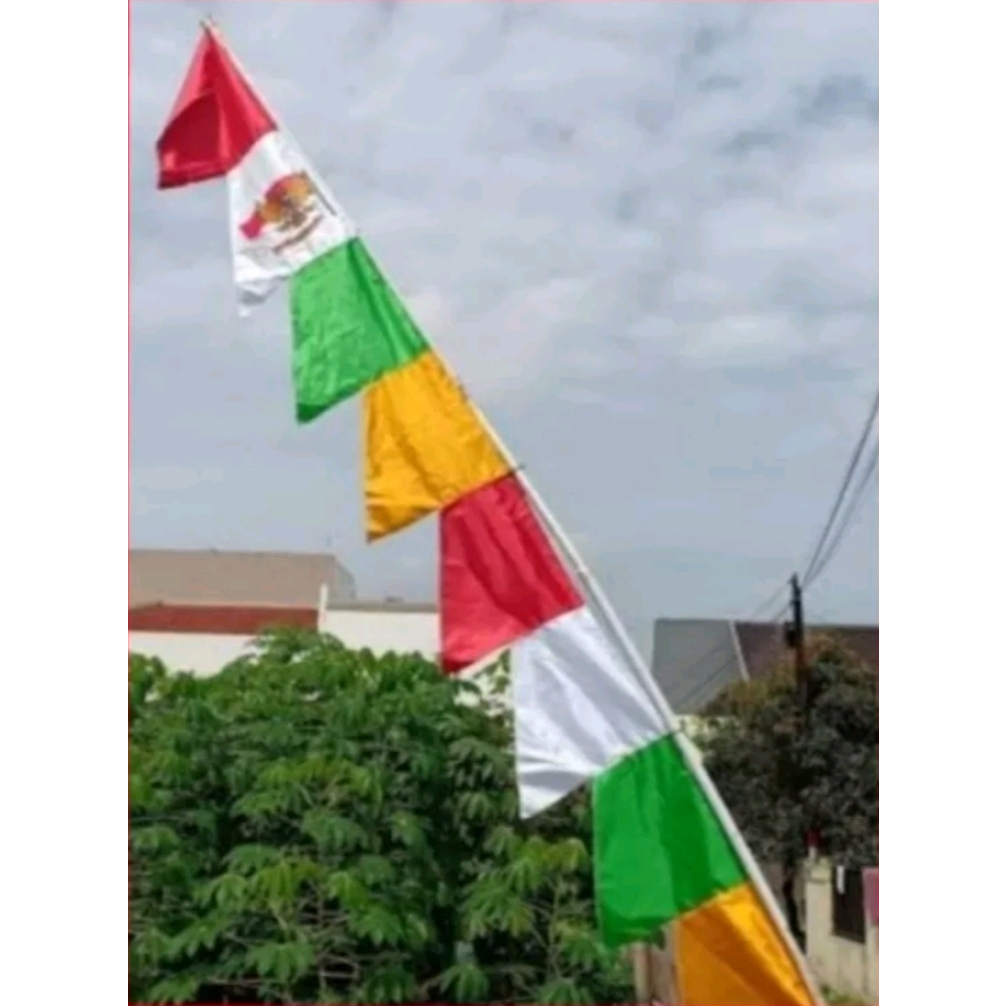 Bendera UMBUL UMBUL 6 Titik Mata Warna Warni Merah Puituh Model Gergaji