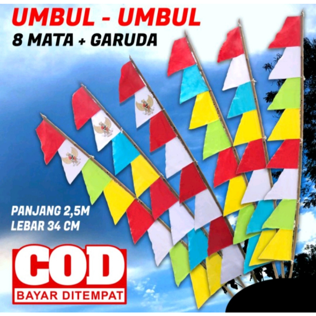 Bendera Umbul Umbul 6 8 10 Titik Mata Warna Warni